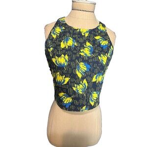 Patrizia Pepe Crop top Floral Tropical Side Cutouts Made In Italy lined 42 Med